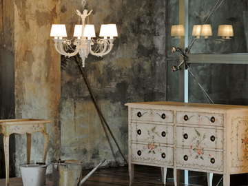 GINEVRA 859/6 - White lacquered chandelier with shades by Possoni Illuminazione - view 3